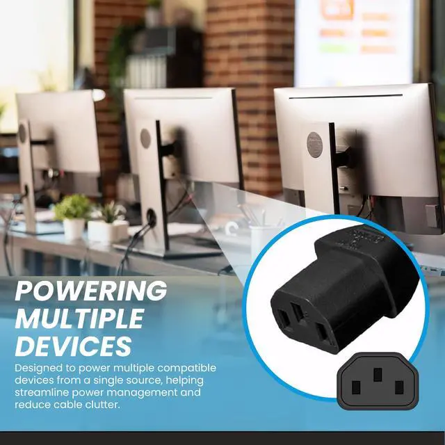 Alt view image 5 of 7 - IronBox Electric IEC C14 to 3X C13 Splitter Power Cord - 10A, 250V, 14/3 SJT - Heavy Duty Outlet Splitter - UL Listed Cable Extension Cord for Monitor, Computer, Data Centers & More (6ft + 2ft Legs)