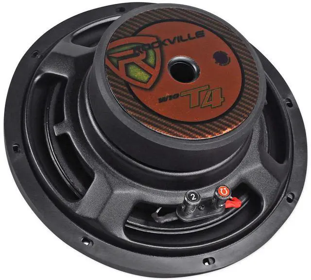 Alt view image 4 of 4 - W10T4-S2 10" SVC 2-Ohm Slim Car Subwoofer, 2400W, 2-Pack | CEA-2031 Compliant, 2" Voice Coil, 45oz Magnet, Butyl Surround, Steel Basket, Nickel Push Terminals, 3.39" Depth, 36Hz-500Hz