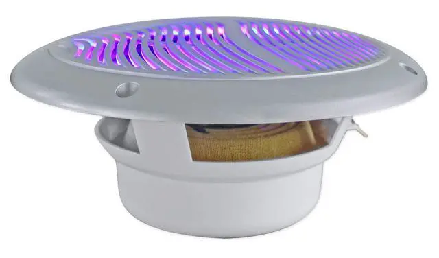 Alt view image 3 of 6 - RMC65LS Silver 6.5" 2-Way 4-Ohm Marine Speakers with LED, 4-Pack | 600W Peak, 150W RMS, Multi-Color LEDs, Waterproof, 19 Dynamic Modes, 20 Colors, 55Hz-20kHz