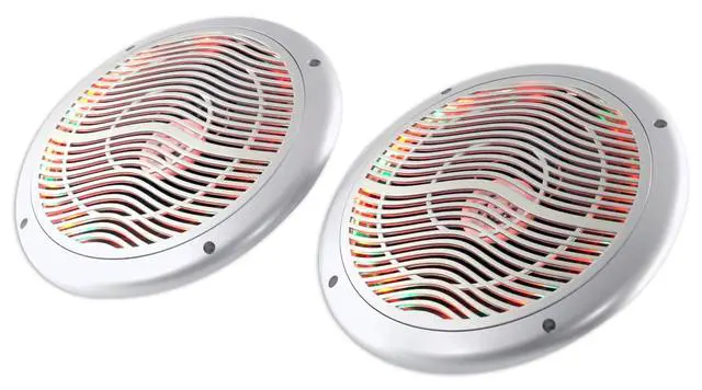 Alt view image 5 of 6 - RMC65LS Silver 6.5" 2-Way 4-Ohm Marine Speakers with LED, 4-Pack | 600W Peak, 150W RMS, Multi-Color LEDs, Waterproof, 19 Dynamic Modes, 20 Colors, 55Hz-20kHz