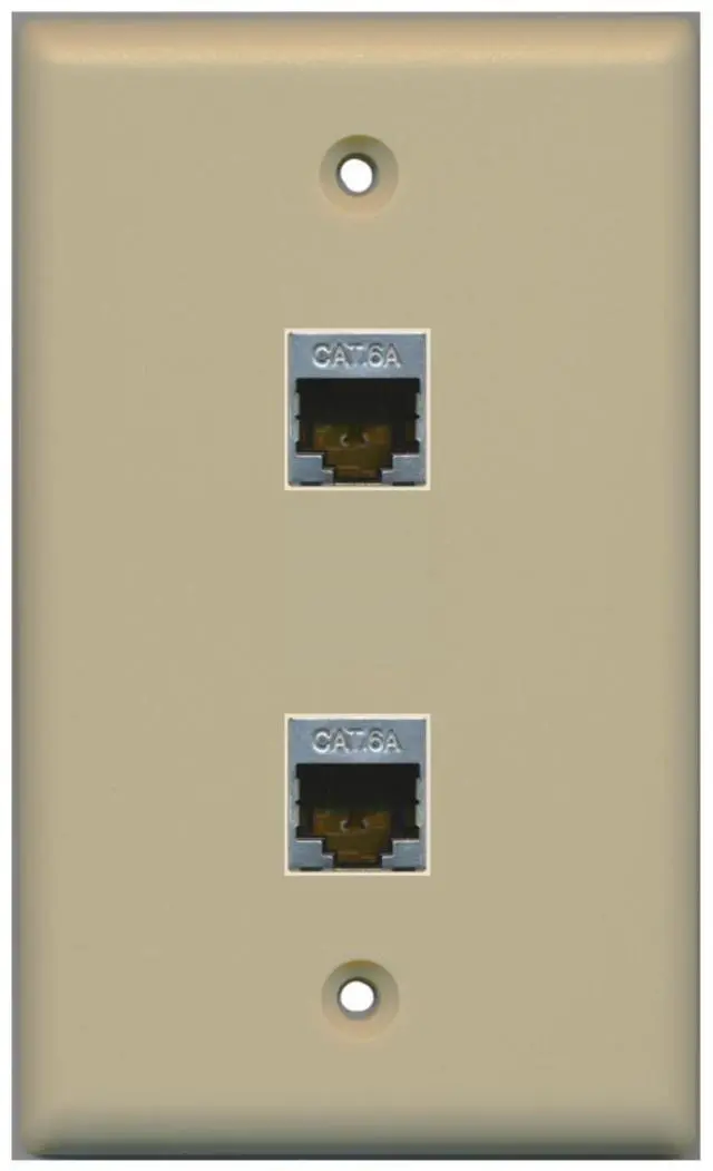 Main image of CAT 6A Shielded 2 Port Wall Plate Single Gang - Ivory