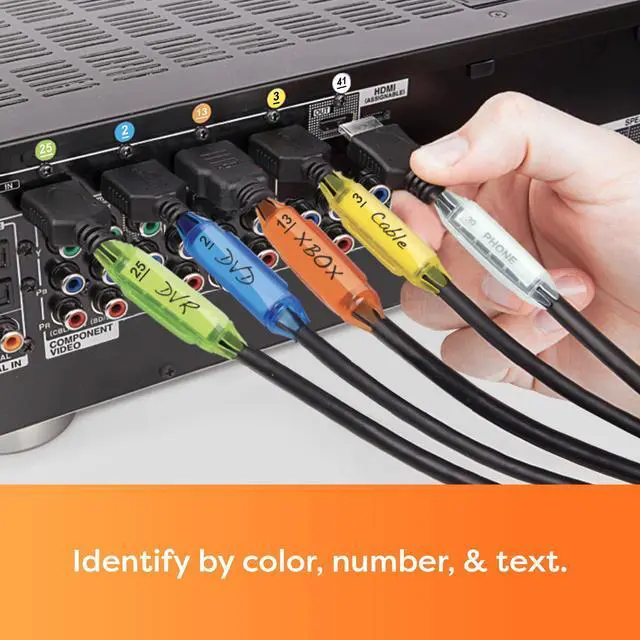 Alt view image 2 of 7 - Cord ID Pro Cord & Cable Identification System- Cord Labels for Organize Cords, Chargers & Wires at Home or Office- Cords Identifiers Keep Your Setup Neat, Tangle-Free & Easy to Manage-DCI171M-C