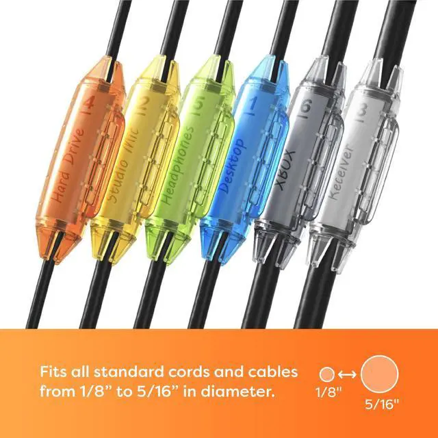 Alt view image 7 of 7 - Cord ID Pro Cord & Cable Identification System- Cord Labels for Organize Cords, Chargers & Wires at Home or Office- Cords Identifiers Keep Your Setup Neat, Tangle-Free & Easy to Manage-DCI171M-C
