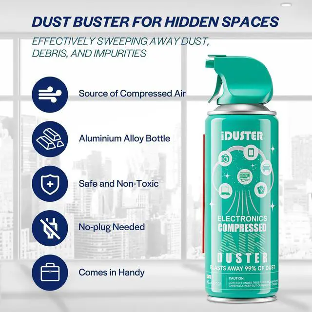 Alt view image 3 of 7 - Air Duster Compressed Air Can - 2PCS 10oz Compressed Canned Air Duster for Lego, Computer, Disposable Electronic Keyboard Cleaner for Removing dust