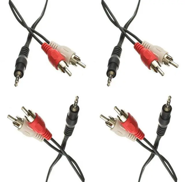 Main image of CNE454707 3.5mm Stereo Male to Dual RCA Male (Right and Left) RCA Audio Cable, 25 Foot - 4-Pack