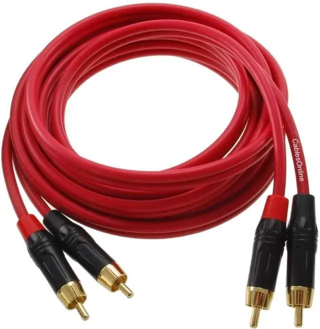 Main image of CablesOnline, 15ft. Two-RCA Male to Two-RCA Male Gold-Plated Ultra-Flexible Red Premium Audio Cable, AV-415QR