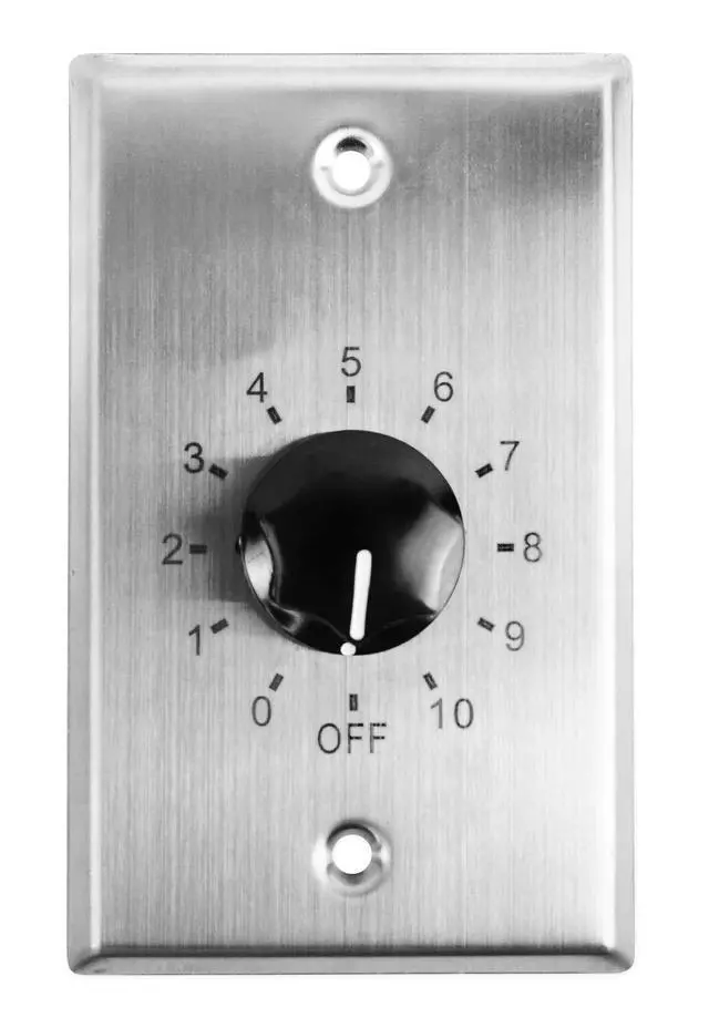 Alt view image 2 of 6 - VOL70100 SS Stainless Steel 100W 70V/100V Wall Volume, 2-Pack | 1-Gang Box, 11-Step Attenuator with Off, Detachable Euro-Block Terminals, 30dB Attenuation, 16-24 AWG Wire Support