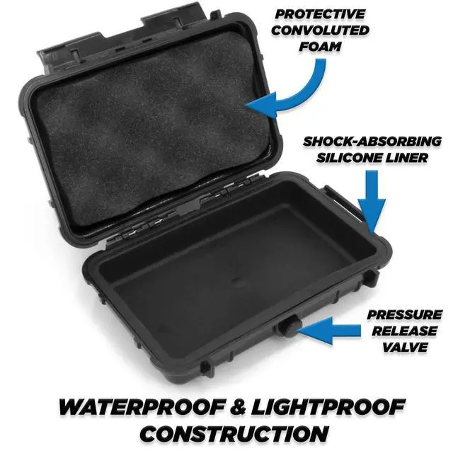 Alt view image 4 of 7 - Hard Shell 35mm Film Case - 7" Waterproof & Lightproof Holder for up to 12 x 35mm or 8 x 120 Film Rolls, Travel Container