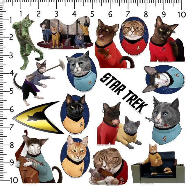 Alt view image 2 of 6 - Star Trek: The Original Series Cats 150 Vinyl Stickers Waterproof Die-Cut