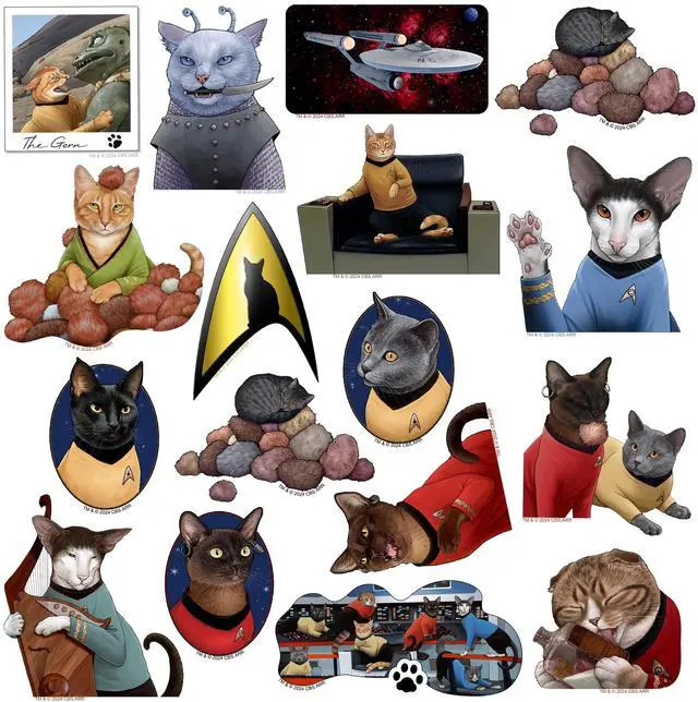 Alt view image 3 of 6 - Star Trek: The Original Series Cats 150 Vinyl Stickers Waterproof Die-Cut