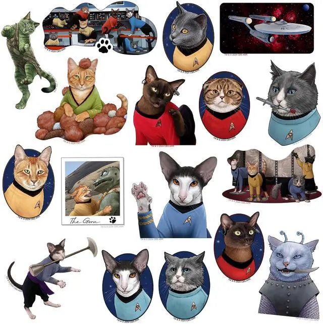 Alt view image 4 of 6 - Star Trek: The Original Series Cats 150 Vinyl Stickers Waterproof Die-Cut