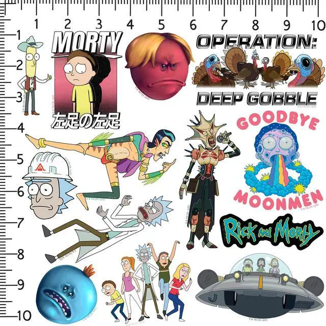 Alt view image 2 of 6 - Rick and Morty Character Collection 150 Vinyl Stickers Waterproof Die-Cut