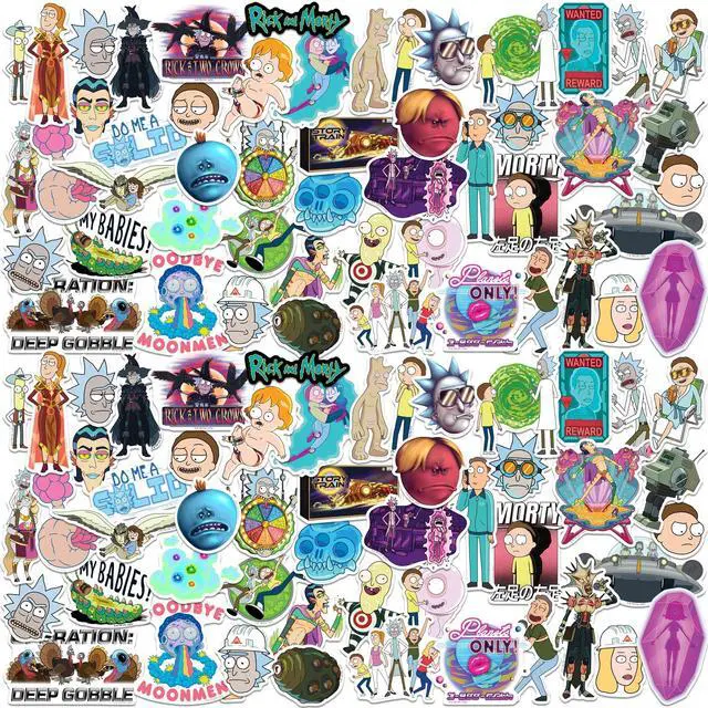 Main image of Rick and Morty Character Collection 150 Vinyl Stickers Waterproof Die-Cut