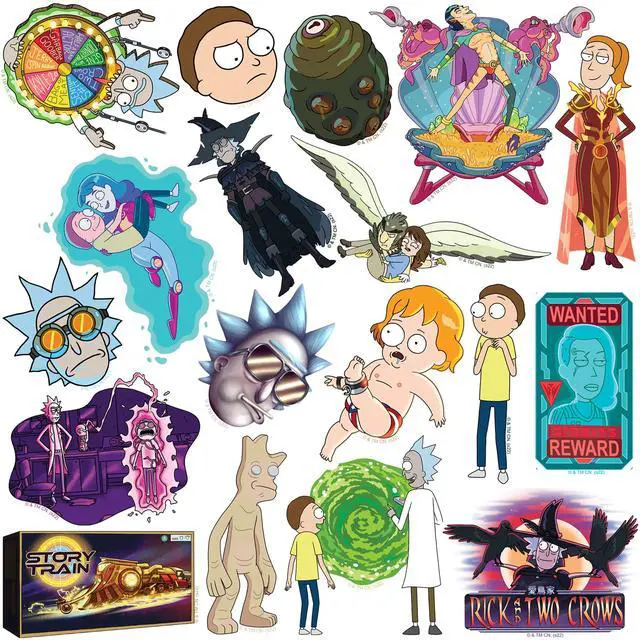 Alt view image 3 of 6 - Rick and Morty Character Collection 150 Vinyl Stickers Waterproof Die-Cut
