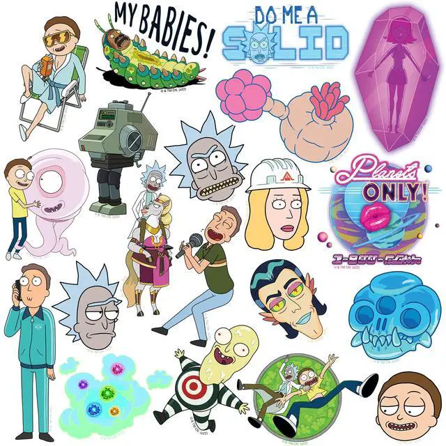 Alt view image 4 of 6 - Rick and Morty Character Collection 150 Vinyl Stickers Waterproof Die-Cut