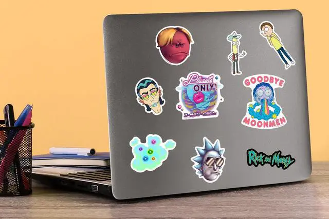 Alt view image 5 of 6 - Rick and Morty Character Collection 150 Vinyl Stickers Waterproof Die-Cut