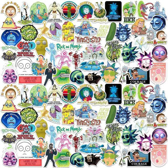 Main image of Rick and Morty Trendy Collection 150 Vinyl Stickers Waterproof Die-Cut Car