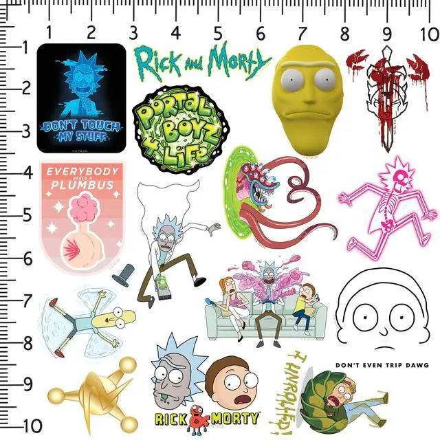 Alt view image 2 of 6 - Rick and Morty Trendy Collection 150 Vinyl Stickers Waterproof Die-Cut Car