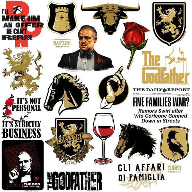 Alt view image 3 of 6 - The Godfather Movie 200 Vinyl Stickers Waterproof Die-Cut Decals Laptop Car