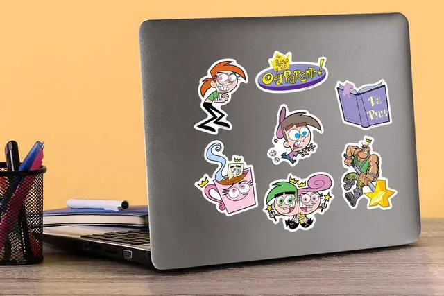 Alt view image 5 of 6 - Fairly OddParents 100 Vinyl Stickers Waterproof Die-Cut Decals Laptop Car | Waterproof, Officially Licensed