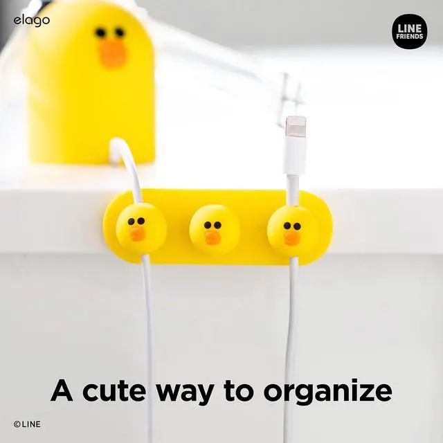Alt view image 2 of 7 - LINE Friends Magnetic Cable Management Buttons | Reusable Sticker Attaches to Surface, Organize 3 Cables, Powerful magnets, Desk Organization, Desk Set Up, Decor (SALLY)