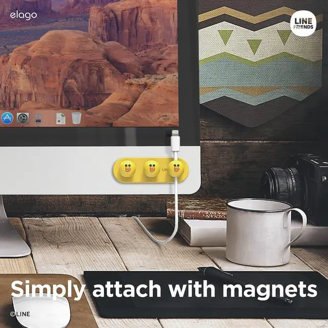 Alt view image 4 of 7 - LINE Friends Magnetic Cable Management Buttons | Reusable Sticker Attaches to Surface, Organize 3 Cables, Powerful magnets, Desk Organization, Desk Set Up, Decor (SALLY)