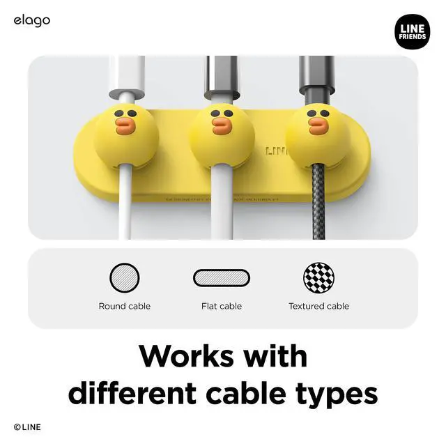 Alt view image 6 of 7 - LINE Friends Magnetic Cable Management Buttons | Reusable Sticker Attaches to Surface, Organize 3 Cables, Powerful magnets, Desk Organization, Desk Set Up, Decor (SALLY)