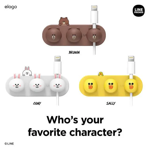 Alt view image 7 of 7 - LINE Friends Magnetic Cable Management Buttons | Reusable Sticker Attaches to Surface, Organize 3 Cables, Powerful magnets, Desk Organization, Desk Set Up, Decor (SALLY)