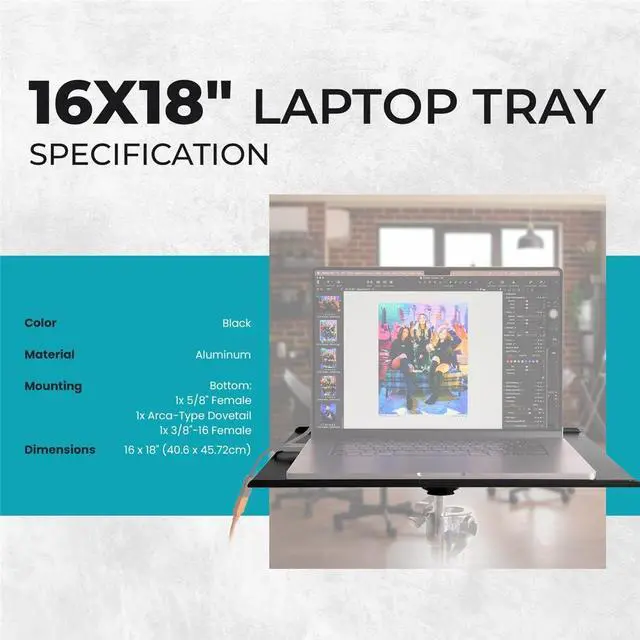 Alt view image 7 of 7 - Laptop Tray Platform for Tripod and Light Stand (16 x 18")