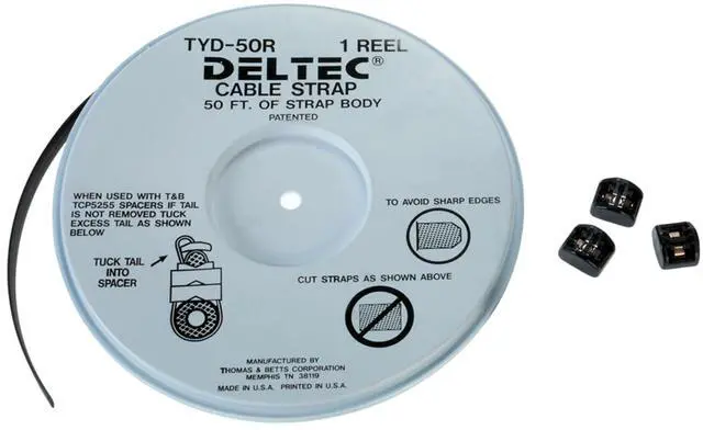 Main image of DELTEC®CABLE SUPPORT SYSTEM 50 FT. OF STRAP BODY Black Acetal Zip Cable Tie with Buckle
