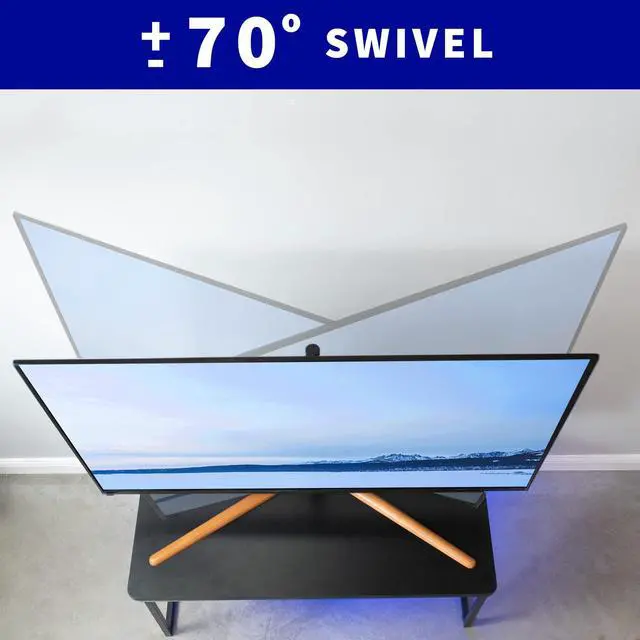 Alt view image 7 of 7 - 49 to 70 inch LED LCD TV Tabletop Stand, Television Mount with V-Base, Holds VESA up to 600x400, Black Bracket, Dark Walnut Legs, STAND-TV07A