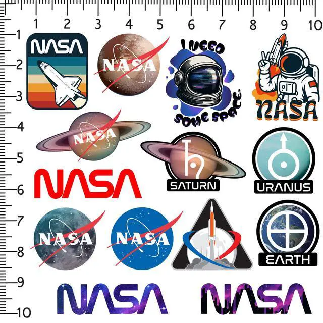 Alt view image 2 of 6 - NASA Trendy 100 Vinyl Stickers Waterproof Die-Cut Decals Laptop Scrapbook