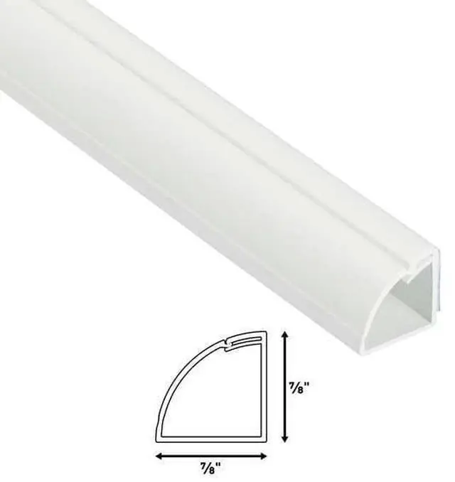 Alt view image 2 of 2 - Quarter Round Cable Raceway Cord Cover Floor Trim | Paintable White | 5 Foot 0.87"x0.87"