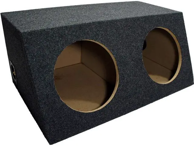 Main image of Dual 10 Inch Sealed Sub Box Slanted Hatchback Subwoofer Enclosure ASC 210H | Empty unloaded speaker cabinet for custom car audio builds, angled design fits trunks and rear decks, tight accurate bass
