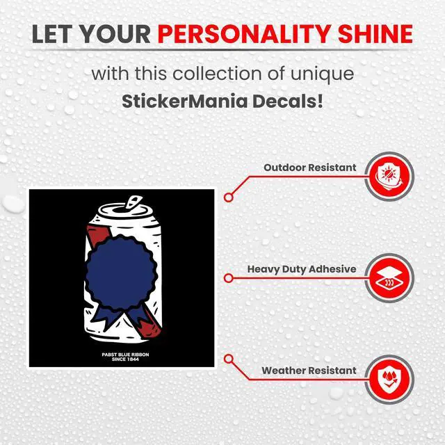 Alt view image 6 of 6 - Bumper Car Sticker Set - 3 Pack (Small, Medium, Large) PBR Stickers for Beer Lovers - Indoor and Outdoor Durable Vinyl Sticker, Weather Resistant Vinyl Decals for Laptops & Coolers