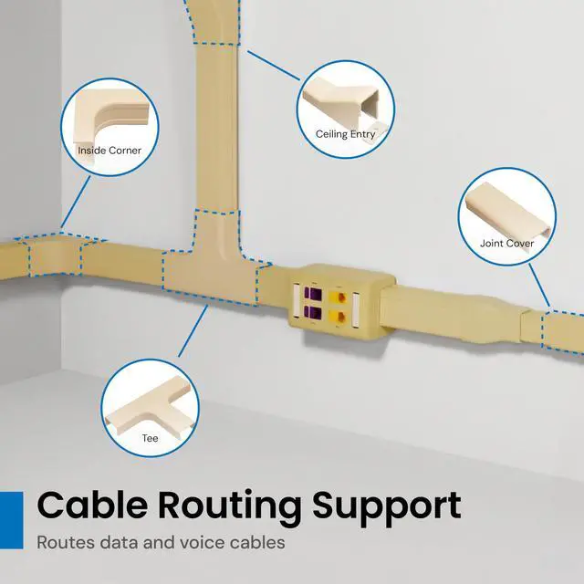 Alt view image 5 of 6 - Raceway End Cap, Wire Organizer and Cable Management Fitting, Cord Cover for Wall & Floor, 3/4", Pack of 10, Ivory