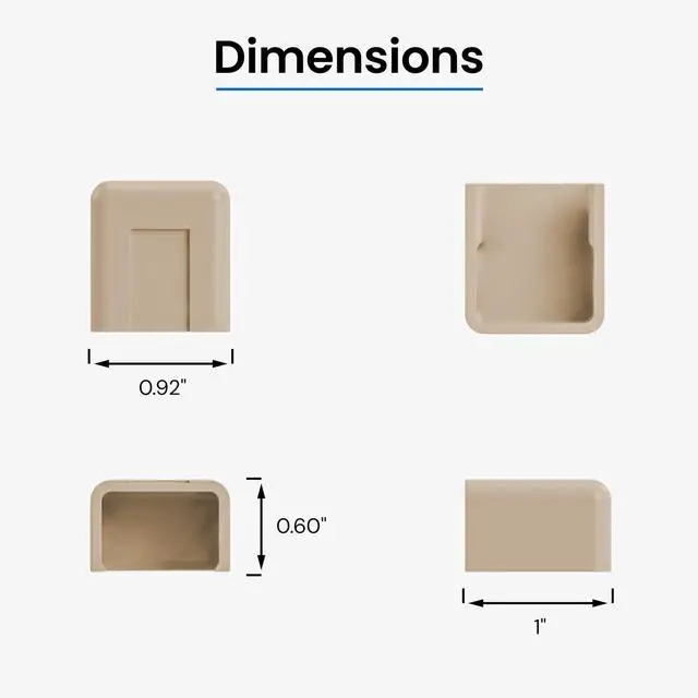 Alt view image 6 of 6 - Raceway End Cap, Wire Organizer and Cable Management Fitting, Cord Cover for Wall & Floor, 3/4", Pack of 10, Ivory