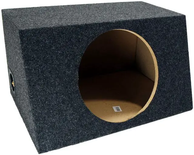 Main image of 12" Inch Sealed Subwoofer Enclosure Slanted Hatchback Single Sub Box - ASC | Angle-back bass speaker cabinet under the rear glass, airtight woofer housing for compact cars, unloaded quick-wire build