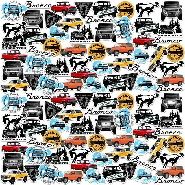 Main image of Ford Bronco 100 Vinyl Stickers Waterproof Die-Cut Decals Laptop Scrapbook