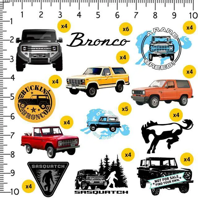 Alt view image 6 of 6 - Ford Bronco 100 Vinyl Stickers Waterproof Die-Cut Decals Laptop Scrapbook