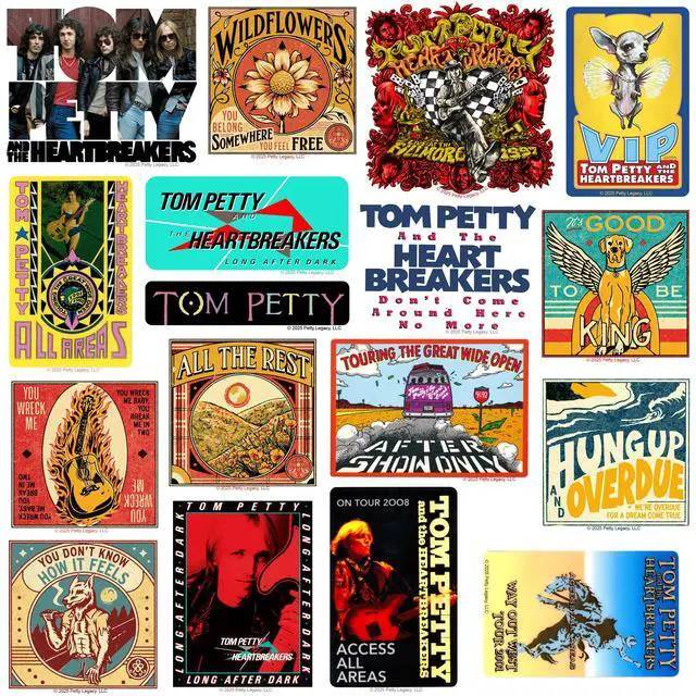 Alt view image 4 of 6 - Tom Petty & The Heartbreakers 100 Vinyl Stickers Waterproof Die-Cut Decals