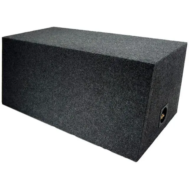 Alt view image 4 of 4 - Dual 12 Hatchback Subwoofer Box Sealed Rear-Angle Enclosure 5/8" MDF ASC | Slanted 12 inch angled back design fits tight cargo spaces, punchy bass from 2 drivers, dense wood build, quick trunk install