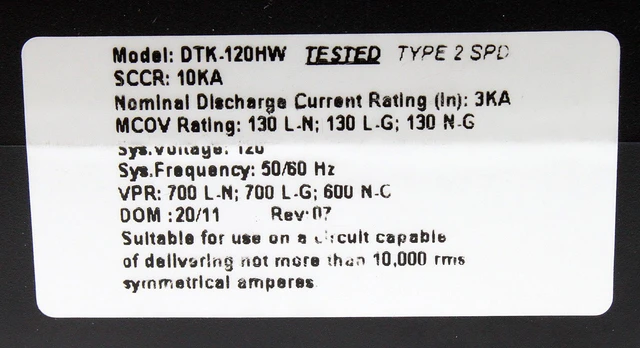 Alt view image 3 of 4 - 120HW 120V AC Parallel Power Surge Protector