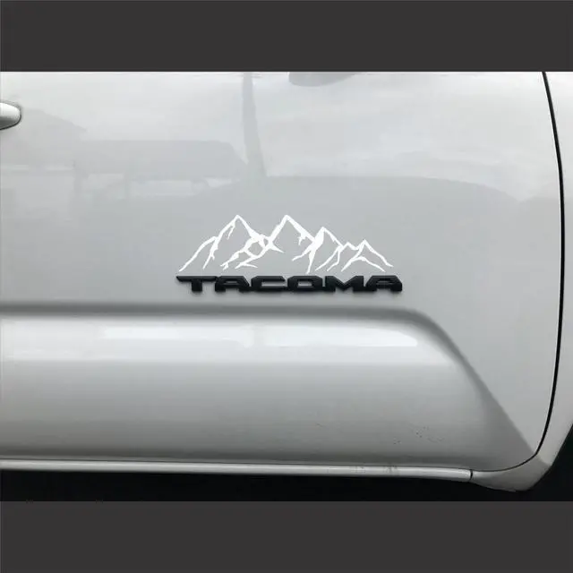 Main image of Mountain Decal Vinyl Car Sticker | Die Cut Vehicle Window Graphic, Bumper Sticker | Van Accessories, Camping Hiking Gift Ideas | Waterproof Exterior Automotive (White, 12.5" x 3.6")