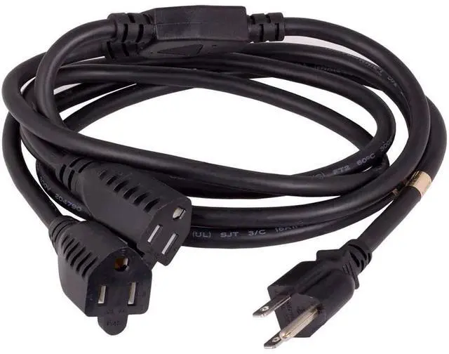 Main image of Power Cord Splitter Cable, 2 NEMA 5-15R to 1 NEMA 5-15P - Splitter Cord, Y Power Cable, Power Cord Extension and Splitter (72 inches)