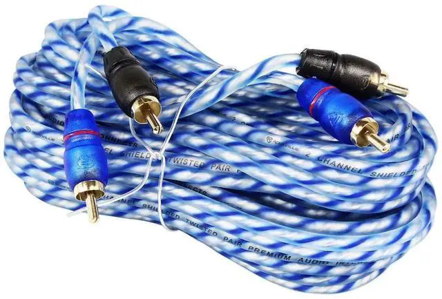 Main image of RTR Twisted RCA Cable Pair, 100% Copper (17 Foot, 2 Channel) | Split Pin Connectors, Oxygen Free, Noise Rejection, Color Coded Channels, High Grade Audiophile Interconnect, Triple Shielded