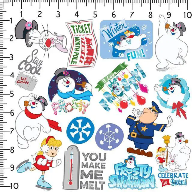 Alt view image 2 of 6 - Frosty the Snowman 100 Vinyl Stickers Waterproof Die-Cut Decals Laptop Car