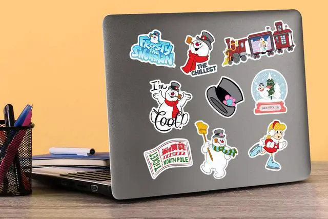 Alt view image 5 of 6 - Frosty the Snowman 100 Vinyl Stickers Waterproof Die-Cut Decals Laptop Car
