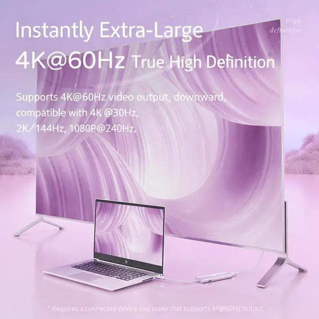 Alt view image 4 of 7 - USB C Docking Station - 5-in-1 Multi-Port USB C Hub with 4K HDMI, 100W Power Delivery, for Laptops, MacBook, iPad, Thinkpad and More, Pink