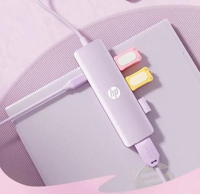 Alt view image 7 of 7 - USB C Docking Station - 5-in-1 Multi-Port USB C Hub with 4K HDMI, 100W Power Delivery, for Laptops, MacBook, iPad, Thinkpad and More, Pink